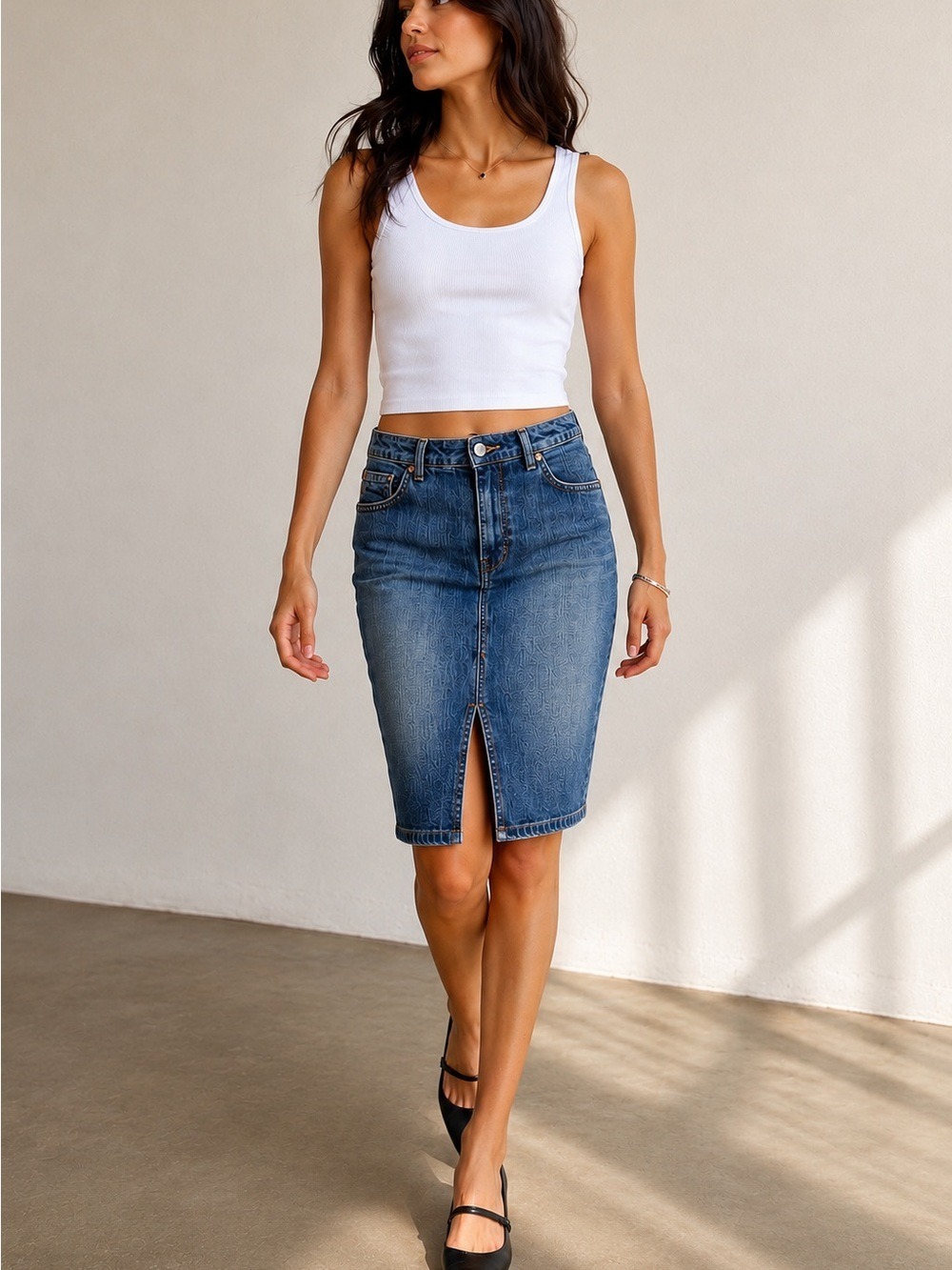 Vintage FCUK Jeans Y2K Stretch Denim Pencil Skirt Women’s 10